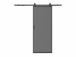 Vente-unique Puerta Corredera|Puerta corredera con riel - aluminio vidrio ahumado mate - Alt. 205 x L63 cm - LINCI II