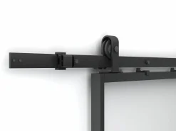 Vente-unique Puerta Corredera|Puerta corredera con riel - aluminio vidrio ahumado mate - Alt. 205 x L63 cm - LINCI II