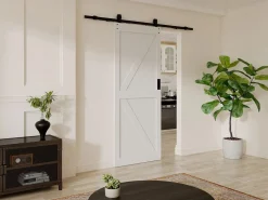 Vente-unique Puerta corredera con sistema de montaje en aplique - Madera y MDF - - Alt. 205 x 83 cm - NEFARA Blanco