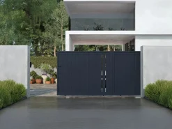 EXPERTLAND Puerta corredera de aluminio semi-calada L421 x H180 cm antracita - TOROMA Gris antracita Sale