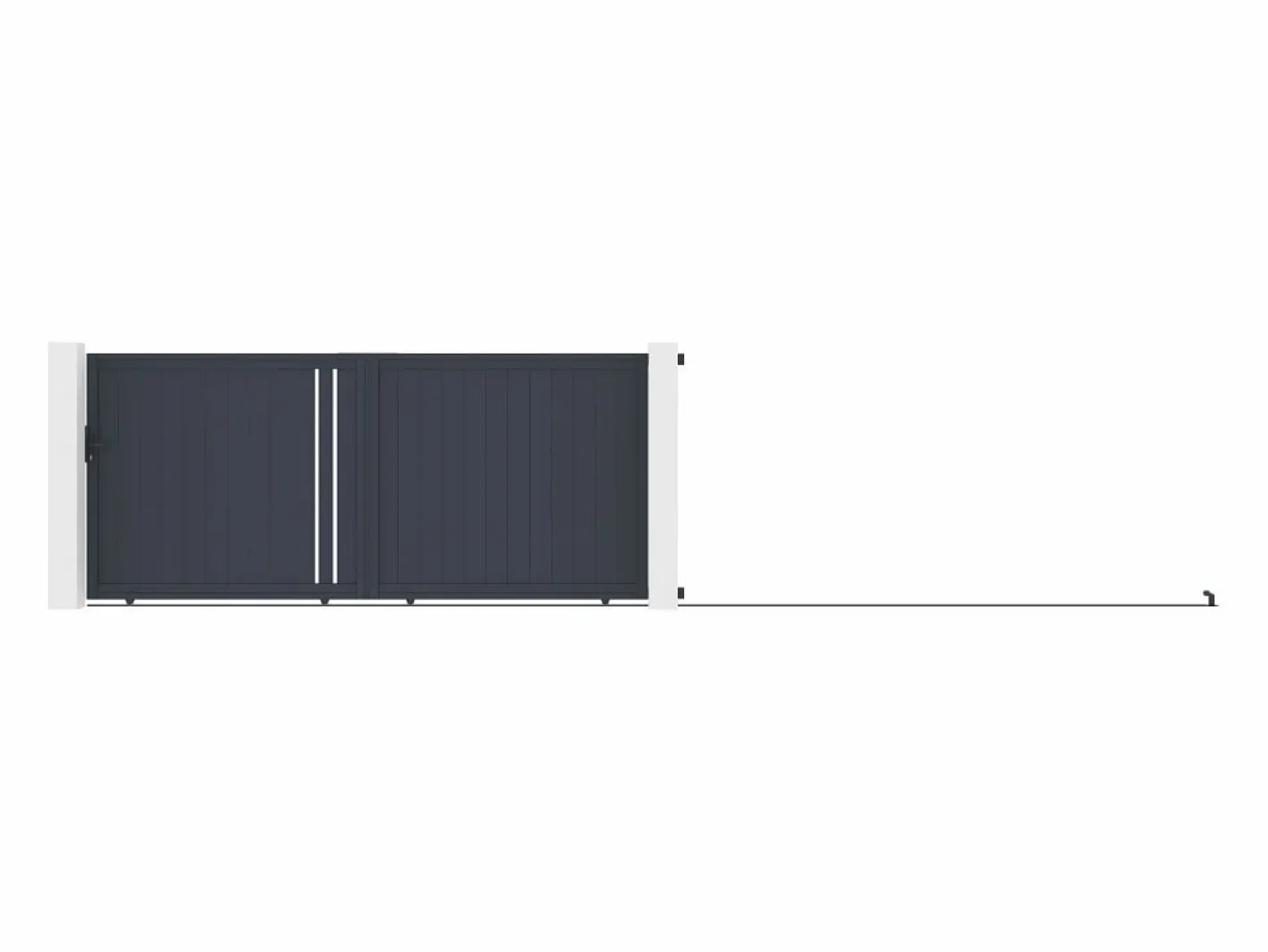 EXPERTLAND Puerta corredera de aluminio semi-calada L421 x H180 cm antracita - TOROMA Gris antracita Sale