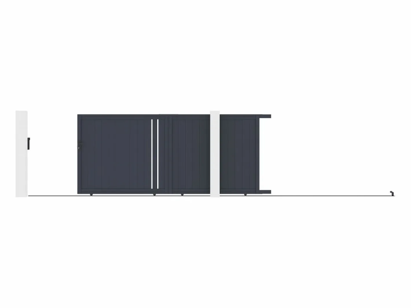 EXPERTLAND Puerta corredera de aluminio semi-calada L421 x H180 cm antracita - TOROMA Gris antracita Sale
