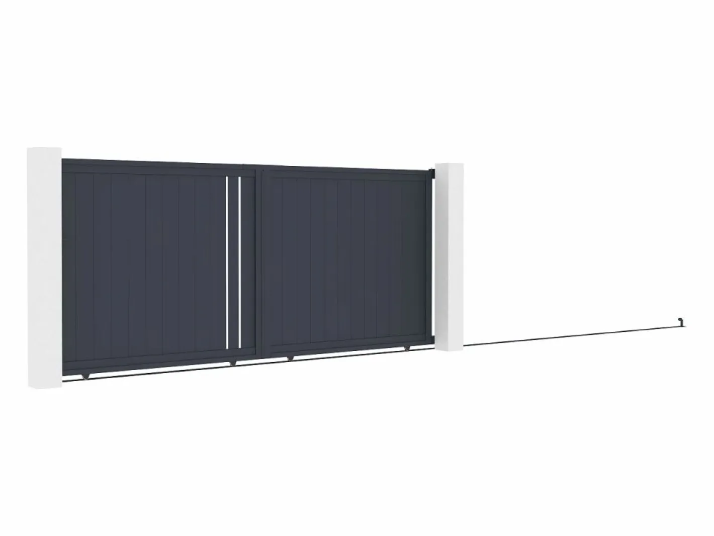 EXPERTLAND Puerta corredera de aluminio semi-calada L421 x H180 cm antracita - TOROMA Gris antracita Sale