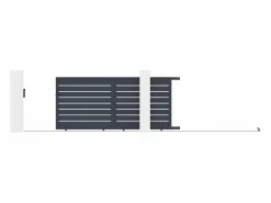 EXPERTLAND Portón|Puerta corredera de aluminio perforado L374 x H165 cm antracita PRIMO