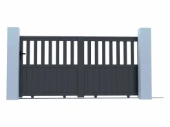 EXPERTLAND Portón|Puerta corredera de aluminio con calados Ancho 314 x Alt. 149 cm TARNOS II