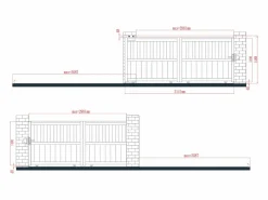 EXPERTLAND Portón|Puerta corredera de aluminio con calados Ancho 314 x Alt. 149 cm TARNOS II