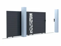 Puerta corredera de aluminio con calados con motivos Ancho 400 x Alt. 179 cm antracita LABRIT II^EXPERTLAND Best