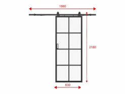 Vente-unique Puerta Corredera|Puerta corredera de aluminio y vidrio templado - Alt. 205 x Ancho 63 cm - WILDEN II