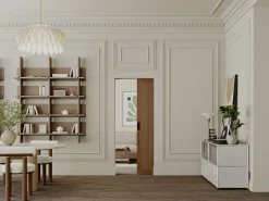 Vente-unique Puerta Corredera|Puerta corredera de empotrado en MDF y madera natural oscura - H205 x L73 cm - SANDORA
