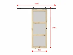 Puerta corredera de madera con riel y 3 ventanas - Cristal templado esmerilado - ACOSTA II^Vente-unique Sale