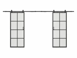 Vente-unique Puerta Corredera|Puerta corredera doble - vidrio templado - 2 x Alt. 205 x L63 cm - WILDEN II