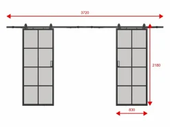 Vente-unique Puerta corredera doble - vidrio templado esmerilado - 2 x Alt. 205 x L83 cm - WILDEN II Negro Discount