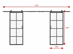 Puerta corredera doble - vidrio templado - 2 x Alt. 205 x L83 cm - WILDEN II^Vente-unique New