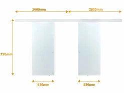 Vente-unique Puerta Corredera|Puerta corredera doble con aplique cristal templado ALINA