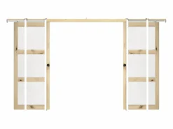 Puerta corredera doble empotrada 3 ventanas 2 x L93 cm Cristal templado ACOSTA II^Vente-unique Sale