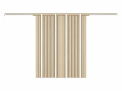 Vente-unique Puerta Corredera|Puerta corredera doble empotrada de madera y MDF estriado - 2 x Alt. 205 x An. 93 cm - AREZO