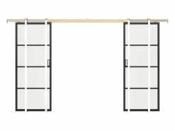 Vente-unique Puerta Corredera|Puerta corredera doble empotrable vidrio esmerilado, aluminio, 2 x Alt. 205 x L63 cm SINCA II