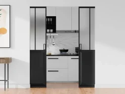 Vente-unique Puerta Corredera|Puerta corredera doble sistema de empotrado vidrio esmerilado 2 x Alt. 205 x Ancho 83 cm, ARTISTO II