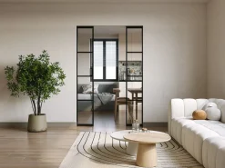 Puerta corredera doble sistema empotrable vidrio templado - 2 x Alt. 205 x L63 cm - WILDEN II^Vente-unique Best