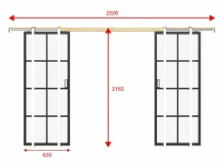 Puerta corredera doble sistema empotrable vidrio templado - 2 x Alt. 205 x L63 cm - WILDEN II^Vente-unique Best