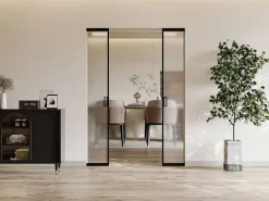 Puerta corredera doble sistema de empotrado vidrio esmerilado 2 x Alt. 205 x Ancho 63 cm - LINCI II^Vente-unique Best
