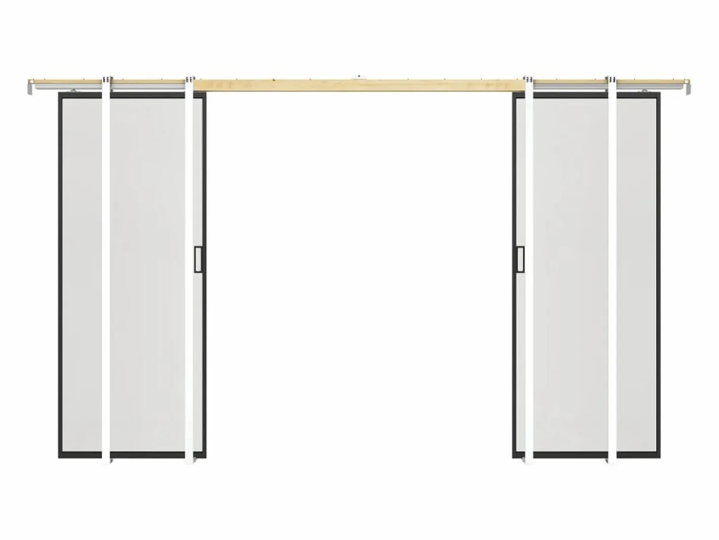 Puerta corredera doble sistema de empotrado vidrio esmerilado 2 x Alt. 205 x Ancho 63 cm - LINCI II^Vente-unique Best