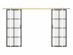 Vente-unique Puerta Corredera|Puerta corredera doble sistema de empotrable vidrio templado - 2 x Alt. 205 x L73 cm - WILDEN II