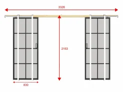 Vente-unique Puerta corredera doble sistema de empotramiento vidrio esmerilado - 2 x Alt. 205 x L83 cm - WILDEN II Negro Hot