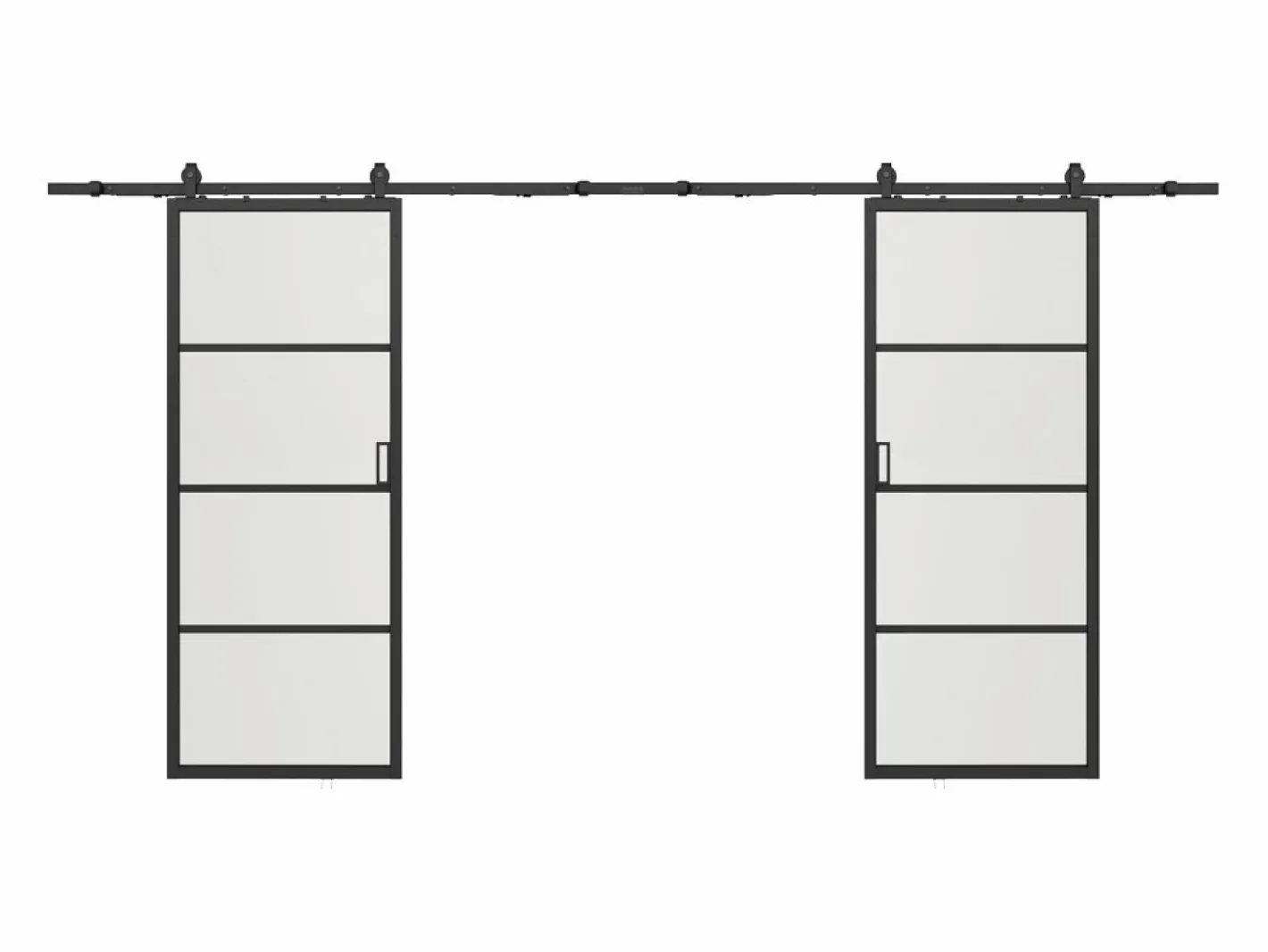 Vente-unique Puerta Corredera|Puerta corredera doble vista vidrio esmerilado, aluminio, 2 x Alt. 205 x L93 cm SINCA II