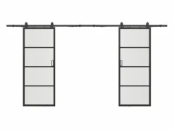 Puerta corredera doble vista vidrio transparente - 2 x Alt. 205 x L63 cm - SINCA II^Vente-unique