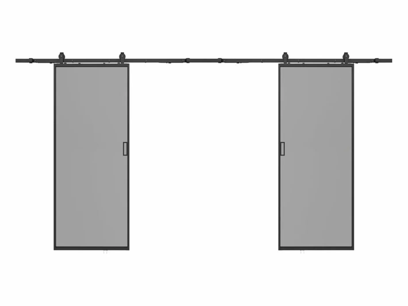 Vente-unique Puerta Corredera|Puerta corredera doble vista - cristal ahumado - 2 x Alt. 205 x L63 cm - LINCI II