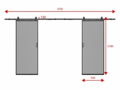 Vente-unique Puerta Corredera|Puerta corredera doble vista - cristal ahumado - 2 x Alt. 205 x L63 cm - LINCI II