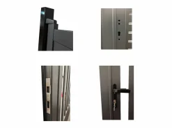 Puerta corredera eléctrica de aluminio semi transparente motivos L400xH179 cm antracita LABRIT II^EXPERTLAND New