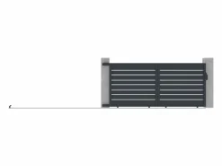 EXPERTLAND Portón|Puerta corredera eléctrica de aluminio perforado L374 x H165 cm antracita PRIMO