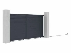 EXPERTLAND Puerta corredera eléctrica de aluminio con lamas L374 x H180 cm antracita - VIAZO Gris antracita Online