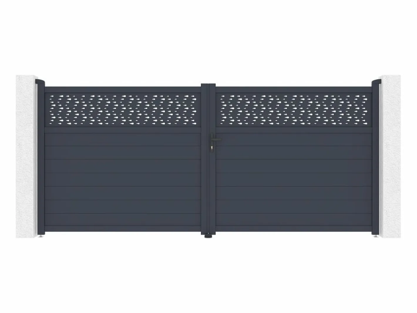 Puerta corredera eléctrica de aluminio semiperforada L397 x H181 cm antracita - BAZIO^EXPERTLAND Outlet