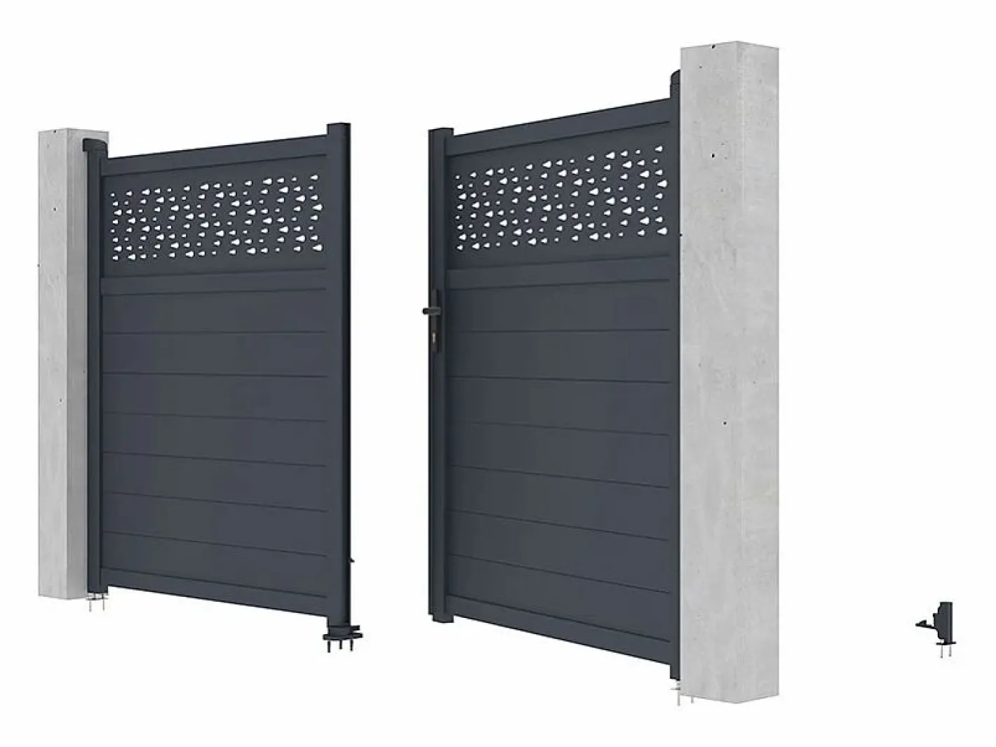 Puerta corredera eléctrica de aluminio semiperforada L397 x H181 cm antracita - BAZIO^EXPERTLAND Outlet