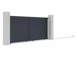 EXPERTLAND Puerta corredera eléctrica de aluminio con lamas L416 x H180 cm antracita - VIAZO Gris antracita New
