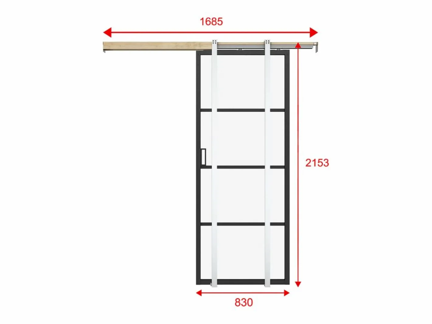 Puerta corredera empotrable vidrio templado esmerilado y aluminio Alt. 205 x Ancho 83 cm SINCA II^Vente-unique Sale