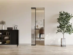 Vente-unique Puerta Corredera|Puerta corredera empotrable - cristal templado esmerilado - Alt. 205 x L93 cm - LINCI II