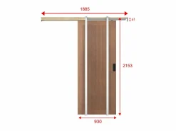 Vente-unique Puerta corredera empotrable en MDF y madera natural oscura - H205 x L93 cm - SANDORA Color natural oscuro New