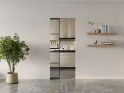 Vente-unique Puerta Corredera|Puerta corredera empotrable aluminio y vidrio transparente - Alt. 205 x L63 cm - SINCA II