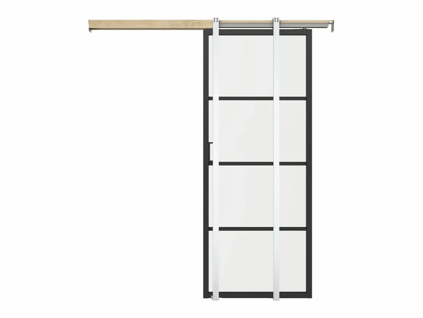 Vente-unique Puerta Corredera|Puerta corredera empotrable aluminio y vidrio transparente - Alt. 205 x L63 cm - SINCA II