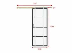 Vente-unique Puerta Corredera|Puerta corredera empotrable aluminio y vidrio transparente - Alt. 205 x L63 cm - SINCA II