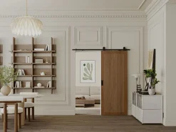 Vente-unique Puerta corredera empotrable de MDF y madera natural oscura - H205 x L83 cm - SANDORA Color natural oscuro Discount