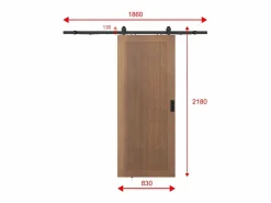Vente-unique Puerta corredera empotrable de MDF y madera natural oscura - H205 x L83 cm - SANDORA Color natural oscuro Discount