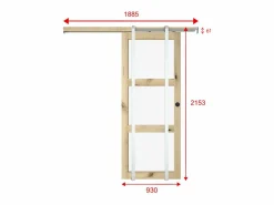 Vente-unique Puerta corredera empotrada y 3 ventanas, L93 cm, Vidrio templado, ACOSTA II Color natural claro Discount