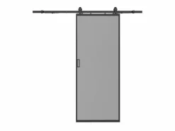 Vente-unique Puerta corredera en aplique - aluminio cristal ahumado - Alt. 205 x L63 cm - LINCI II Negro Sale