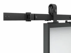 Vente-unique Puerta corredera en aplique - aluminio cristal ahumado - Alt. 205 x L63 cm - LINCI II Negro Sale
