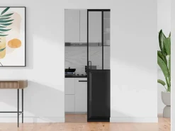 Puerta corredera estilo taller en sistema de empotrado, vidrio templado, Alt. 205 x Ancho 83 cm, ARTISTO II^Vente-unique Sale